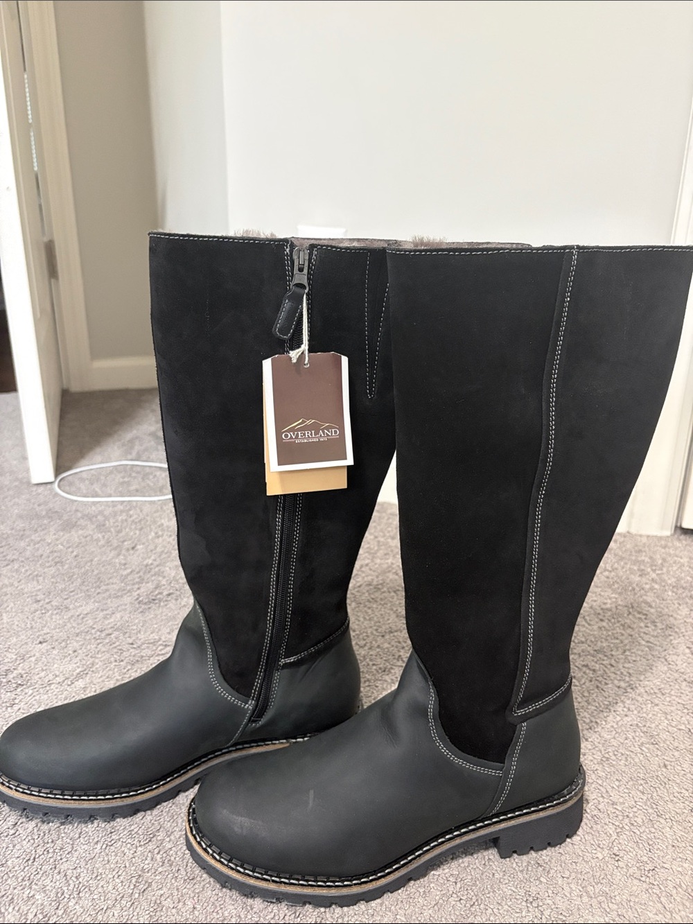 Overland Hudson Shearling-Lined Water-Resistant Leather Boots EU 42